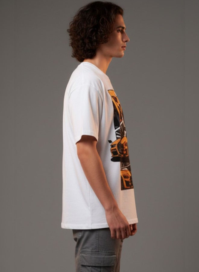 OUTLAWS Men's Graphic Printed Oversized T-Shirt in White | Color Lock Technology | No Shrinkage | Soft, Breathable & Comfortable Casual Streetwear - Image 5