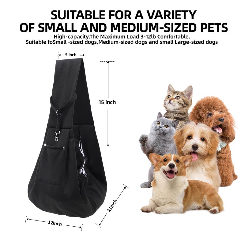 ARZQUT Dog Carrier Sling - Reversible Puppy Carrier Purse with Storage Pocket, Hand-Free Dog Sling Carrier for Carry Small Dogs and Cats, Travel Safety Harness, Dog and Cat Harness(Black) - Image 5