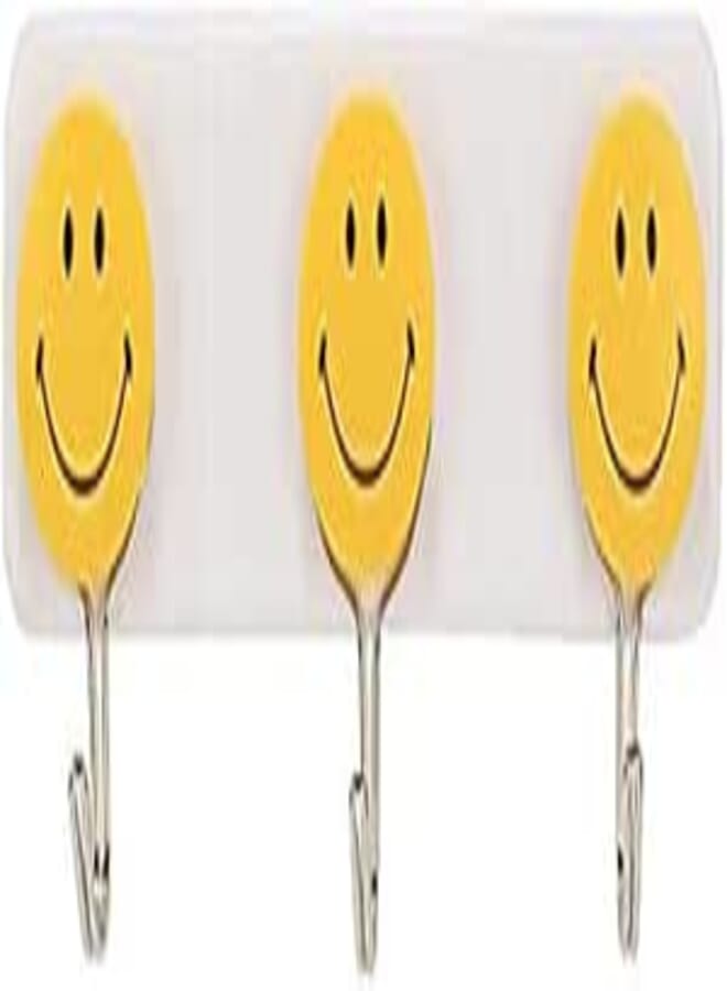 Sulfar Self Adhesive Smiley Face Wall Hooks (Pack of 3)