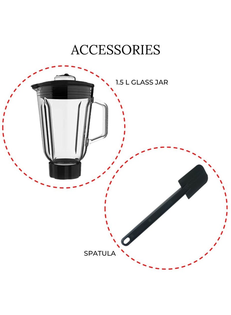 Mebashi 3-in-1 Stand Bowl Mixer Kitchen Machine, 1300W With 6.7L Stainless Steel Bowl K-Beater, Whisk, Dough Hook, Blender (ME-SBM1108B)(Black) - Image 2