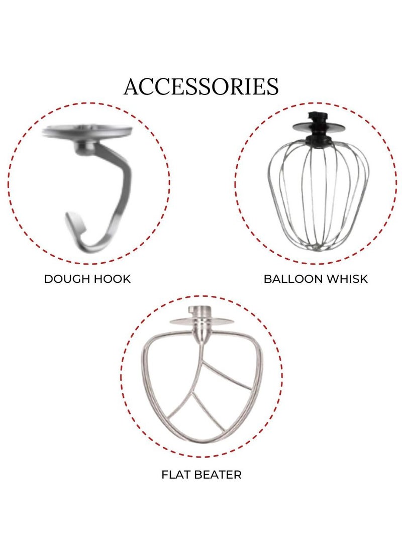 Mebashi 3-in-1 Stand Bowl Mixer Kitchen Machine, 1300W With 6.7L Stainless Steel Bowl K-Beater, Whisk, Dough Hook, Blender (ME-SBM1108B)(Black) - Image 4