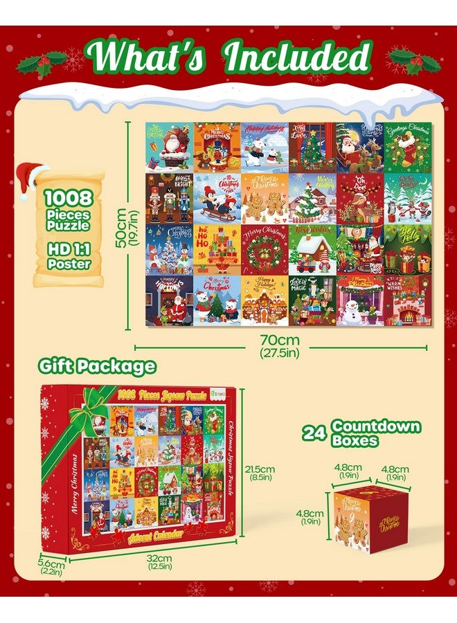 D-FantiX Puzzle Advent Calendar 2024 for Adults Kids, Christmas Jigsaw Puzzles 24 Days Countdown Calendars for Boys, Girls, Teens, 1008 Pieces Winter Xmas Holiday Vintage Puzzle Gift Decoration - Image 2