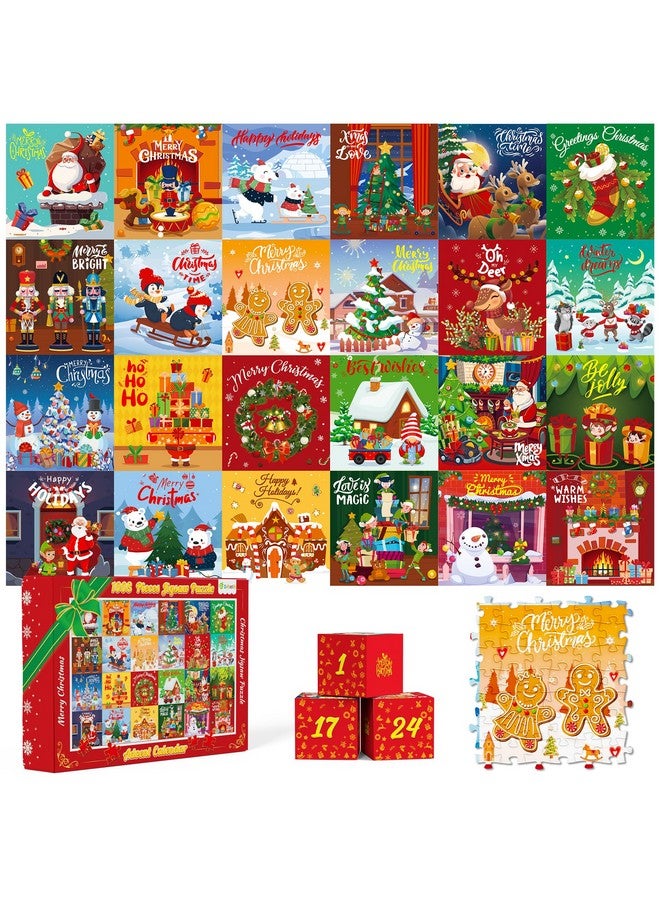 D-FantiX Puzzle Advent Calendar 2024 for Adults Kids, Christmas Jigsaw Puzzles 24 Days Countdown Calendars for Boys, Girls, Teens, 1008 Pieces Winter Xmas Holiday Vintage Puzzle Gift Decoration - Image 1