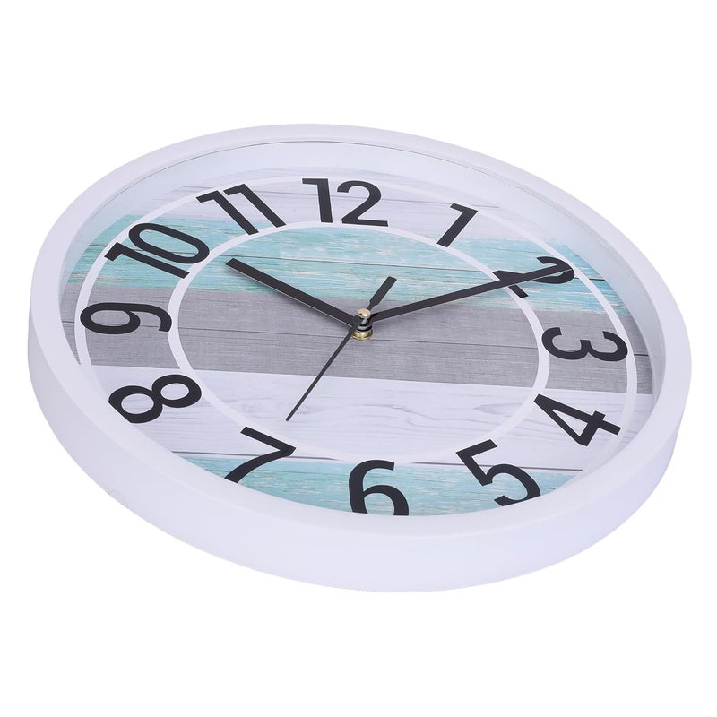 UmI. Umi 12 Inches Step Movement Quartz Round Designer Plastic Wall Clock for Home Kitchen Bedroom Hall Living Room Office 126_WFF_White - Image 5