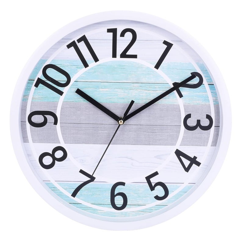 UmI. Umi 12 Inches Step Movement Quartz Round Designer Plastic Wall Clock for Home Kitchen Bedroom Hall Living Room Office 126_WFF_White - Image 1