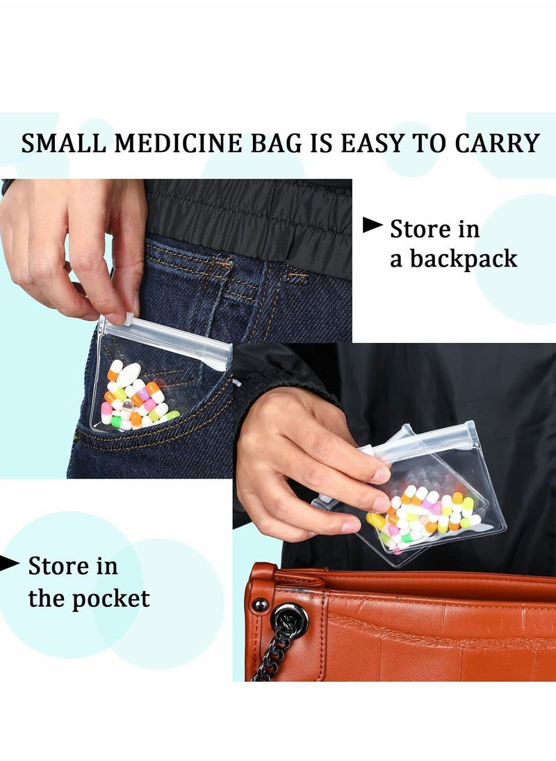 Y&D Small Storage Bags with Zippered 24 Pcs Reusable Pill Baggies Clear Plastic  - Image 5