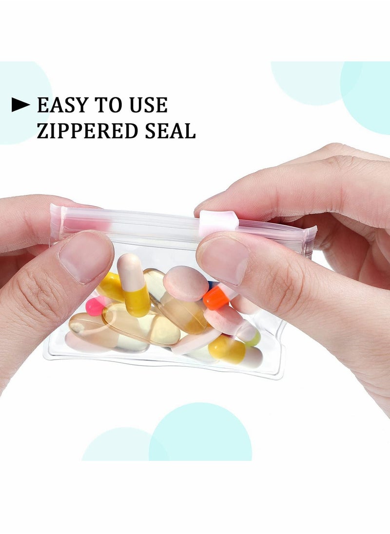 Y&D Small Storage Bags with Zippered 24 Pcs Reusable Pill Baggies Clear Plastic  - Image 3