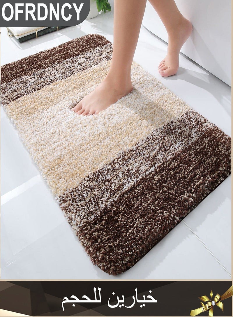 Ofrdncy Luxury Brown Microfiber Bathroom Rug Mat, Extra Soft Absorbent Non-Slip Bath Carpet, Multiple Sizes, Machine Washable - Image 1