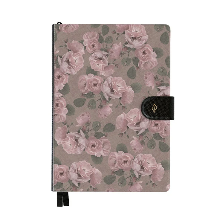 BURGA Burga A5 Undated Infinity Planner with Magnetic Closure – Vegan Leather Hardcover Notebook, 144 Pages, 100 GSM FSC Paper, Flat Lay Binding, Back Pocket & Ribbon Markers – Vintage Glamour