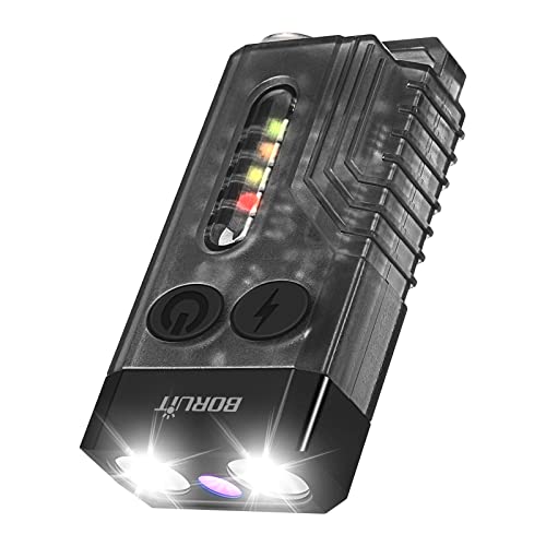 BORUIT V10 Small Powerful Flashlight with 365nm UV Black Light - Super Bright, USB C Rechargeable Led Keychain Flash Light with Cob Side Light, Magnet - Image 1