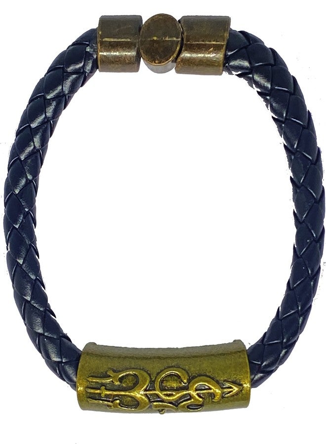 ZEGEL- Om Trishul Braided Leather Bracelet with Magnetic Clasp For Men And Boys | Boys Kada | Fashion Bracelet | Wristband | Stylish Bracelet for [Unisex] Pack of 1 - Image 2