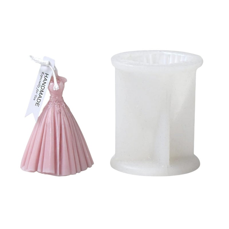 قالب شمعة SOFTCREATO I شكل فستان زفاف نسائي 3D من السيليكون المعطر I لصنع الزينة اليدوية كعكة الديكور العلاج بالروائح فن الصابون صنع الراتنج الحرف اليدوية تزيين حفلات الزفاف