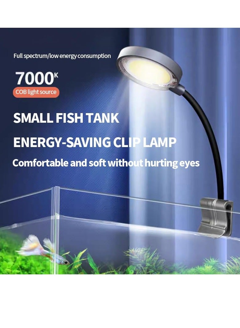 SYOSI Mini Aquarium Light Clip 3W Portable Watterproof Fish Tank Light Clip USB No Stroboscopic Eye protection Clamp Light 360° Rotation Lighting for Small Fish Tank Saltwater Aquariums Planted Tank - Image 3