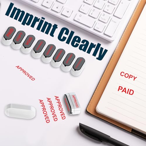 WAHXIAOSW 8-in-1 Office Stamps - Self-Inking Office Stamp Set for Paid, Copy, Void, Scanned, Entered, Original, Approved, and Confidential Stamps for Office Message Supplies - Red Ink (Office Stamps) - Image 3