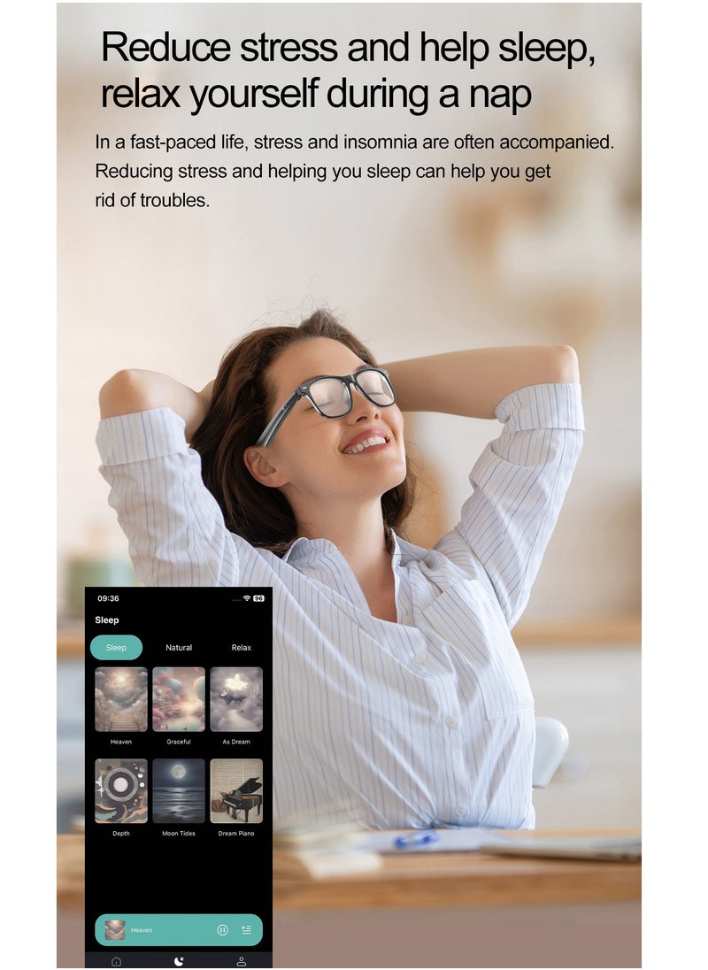 AI Smart Glasses Bluetooth Audio Translator – Real-Time Video & Voice Translation, AI Q&A, Sleep Aid, Music Control, Bluetooth Call, IP65 Waterproof, 163 Languages, 22-Hour Battery Life
