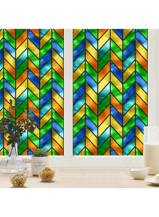 Bluejw BL092-111 Color Retro Electrostatic Glass Sticker PVC Glue-free Window Sticker Removable Frosted Glass Window Decorations - Image 1