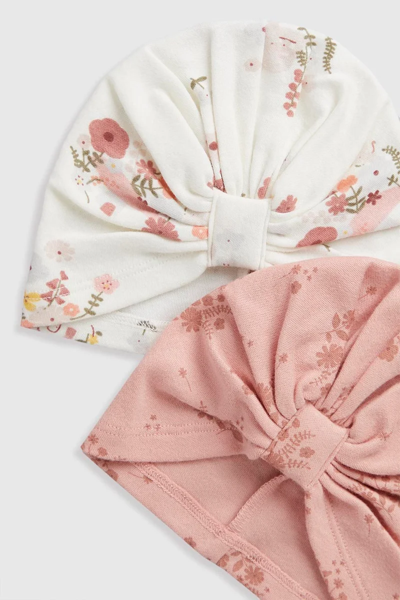 مذركير Floral Turban Baby Hats - 2 Pack