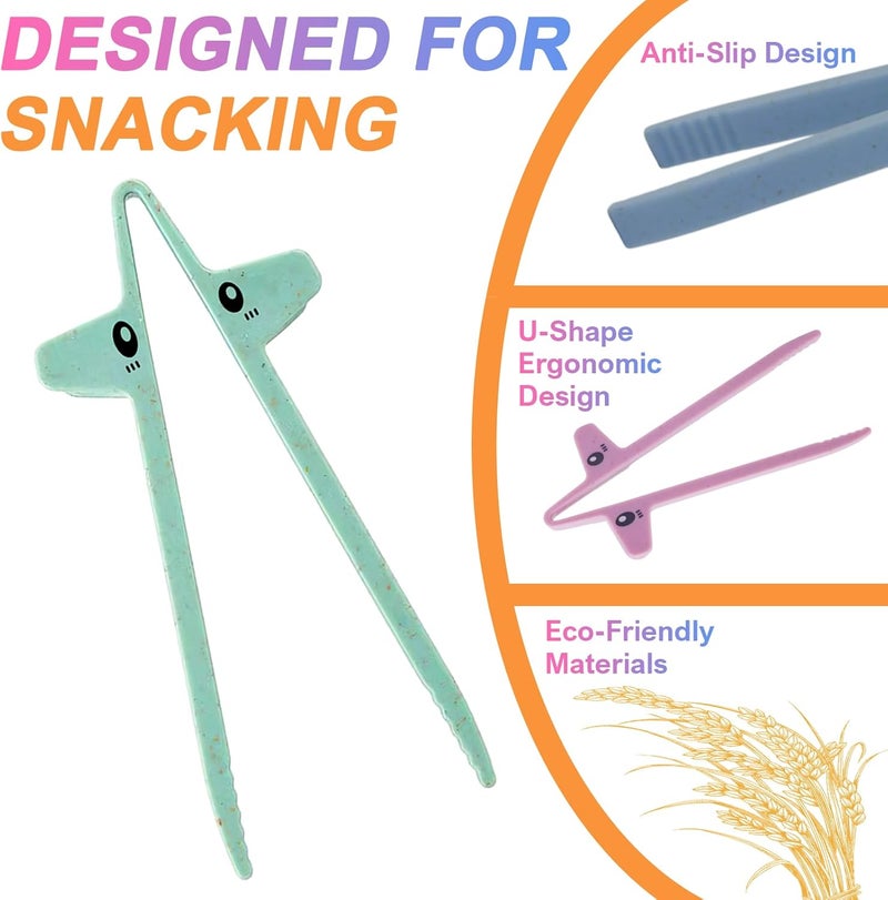 DWEHSHIELD 4 PCS Finger Chopsticks for Gamers - Snack Grabber & Chip Helper Tool - Cute Wheat Straw Office Snack Chopsticks - Reusable Non-Slip Gaming Snacking Solution - Image 5