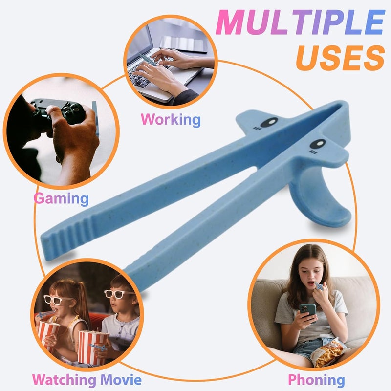 DWEHSHIELD 4 PCS Finger Chopsticks for Gamers - Snack Grabber & Chip Helper Tool - Cute Wheat Straw Office Snack Chopsticks - Reusable Non-Slip Gaming Snacking Solution - Image 2
