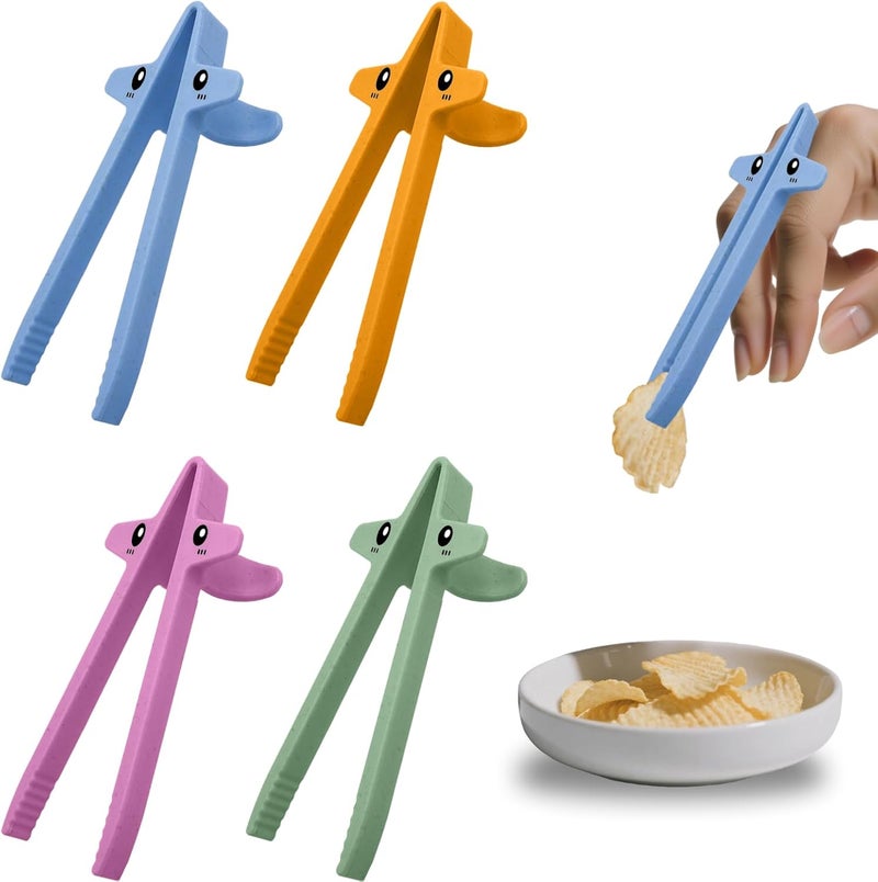 DWEHSHIELD 4 PCS Finger Chopsticks for Gamers - Snack Grabber & Chip Helper Tool - Cute Wheat Straw Office Snack Chopsticks - Reusable Non-Slip Gaming Snacking Solution - Image 1