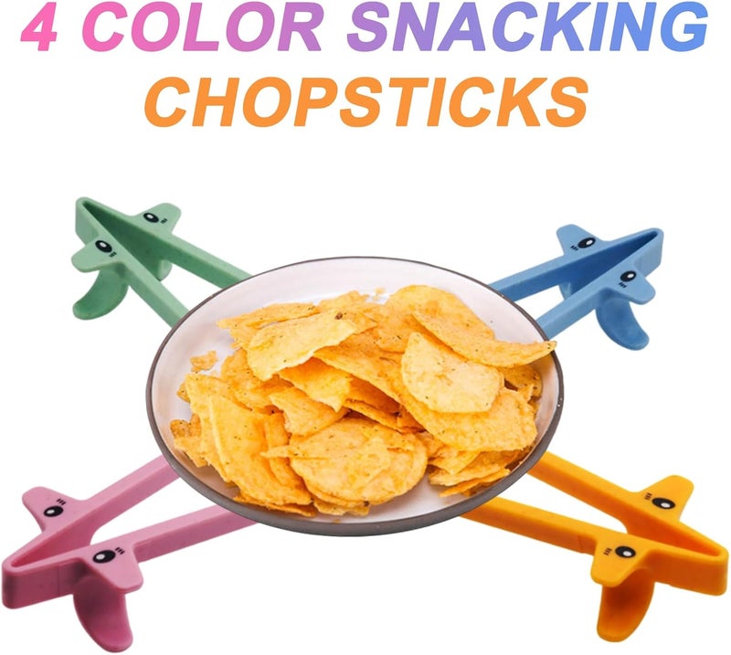 DWEHSHIELD 4 PCS Finger Chopsticks for Gamers - Snack Grabber & Chip Helper Tool - Cute Wheat Straw Office Snack Chopsticks - Reusable Non-Slip Gaming Snacking Solution - Image 3