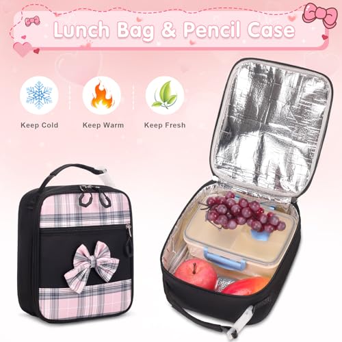ACESAK Girls Backpack - 3PCS Backpack for Girls Cute School Backpacks for Girls Kindergarten Elementary Preschool Middle Kids School Bags with Lunch Box Pencil Case Set (Black) - Image 4