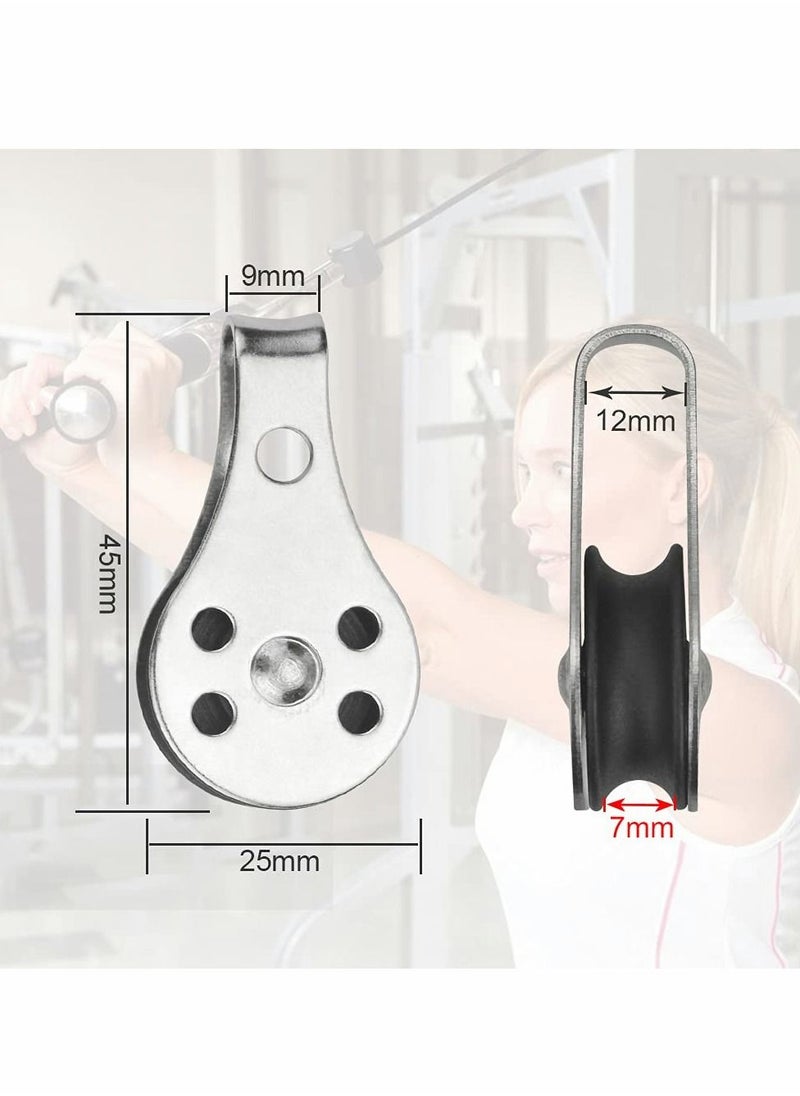 Excefore Pulley Block, 4 Pcs Single Pulley Block,Stainless Steel Pulley Wire Rope Controller Silver Pulley Block  - Image 2