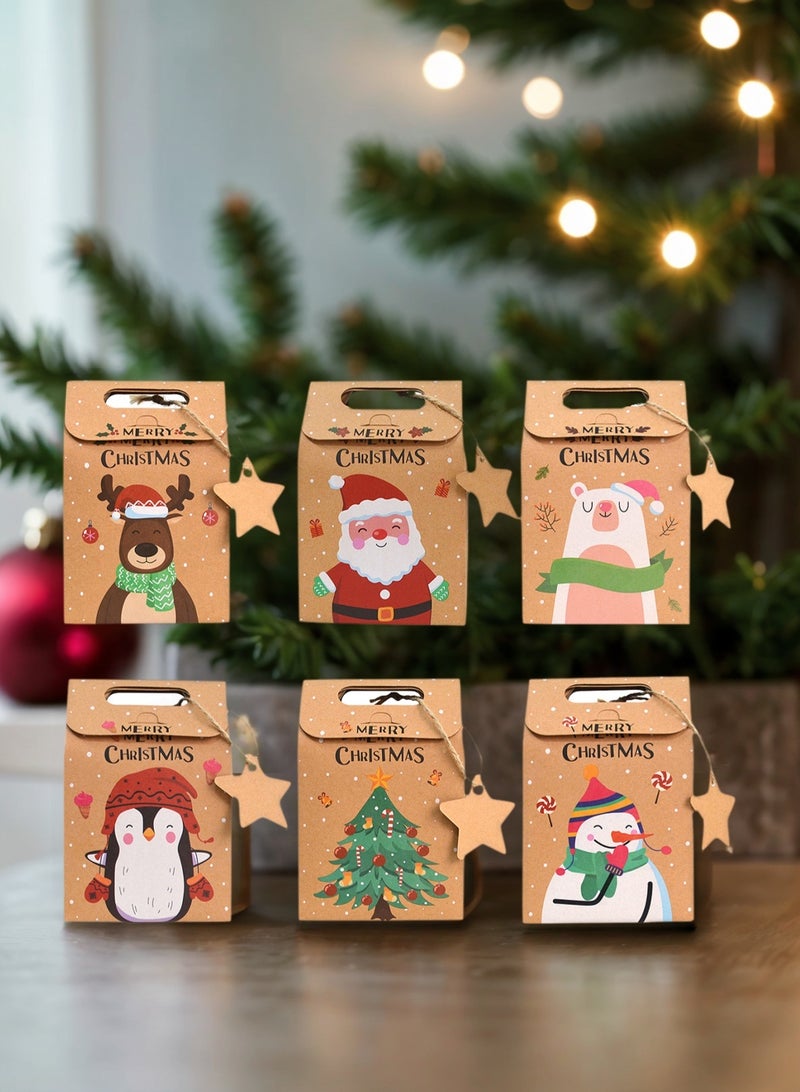 لوبيتيز عيد الميلاد مربع الحلوى ، هدية مربع التعبئة والتغليف ، ندفة الثلج كرافت كيس من الورق ، هدية عيد الميلاد مربع ، مناسبة لحفلة عيد الميلاد حزمة داخل 24 6 أنماط - Image 2