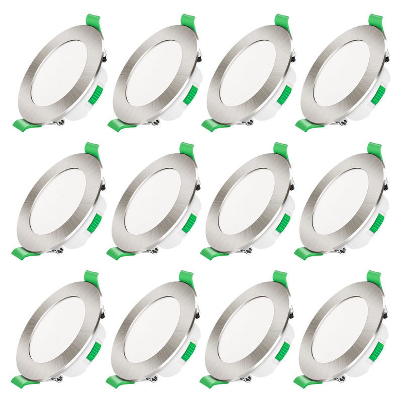 ALUSSO LED Recessed Spotlight Ultra Flat Dimmable 230 V 7 W Ceiling Spotlight 3000 K 4000 K 6500 K Waterproof IP44 Adjustable Recessed Ceiling Light for Bathroom, Living Room, Pack of 12, Round, - Image 1