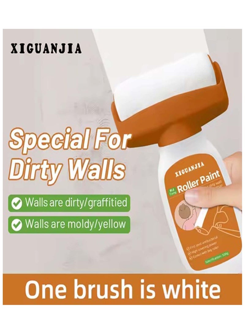 غوان جي آي إيه فرشاة أسطوانية متعددة الأغراض لإصلاح الجدران من شيغوانجيا - أداة وضع طلاء 2 في 1 مع طلاء لاتكس صديق للبيئة، مثالية لللمسات السريعة في ديكورات المنازل والحمامات والمطابخ - 8.5 × 10.5 × 21 سم - Image 2