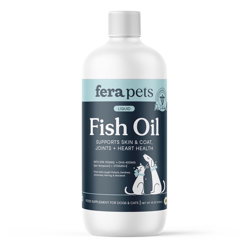 Fera Pets Fish Oil - Omega 3 for Dogs & Cats to Support Joints, Heart, Skin and Coat Health - Non GMO with Vitamin E - 16 oz - Image 1
