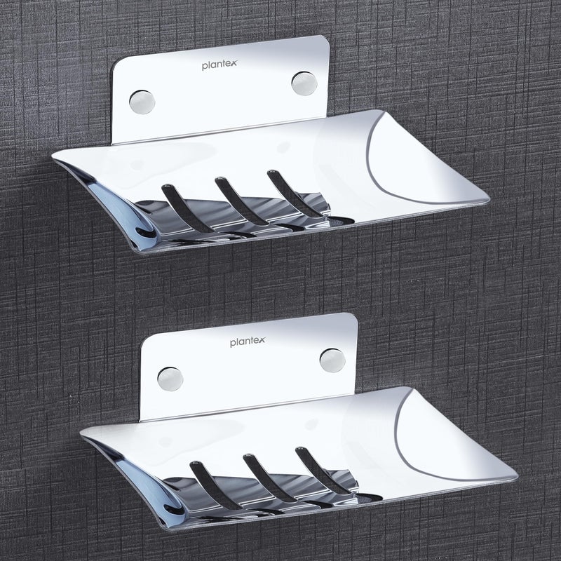 Plantex Stainless Steel Soap Dish/Soap Stand/Bathroom Soap Holder/Soap Case Bathroom Accessories - (Pack of 2) - Image 1