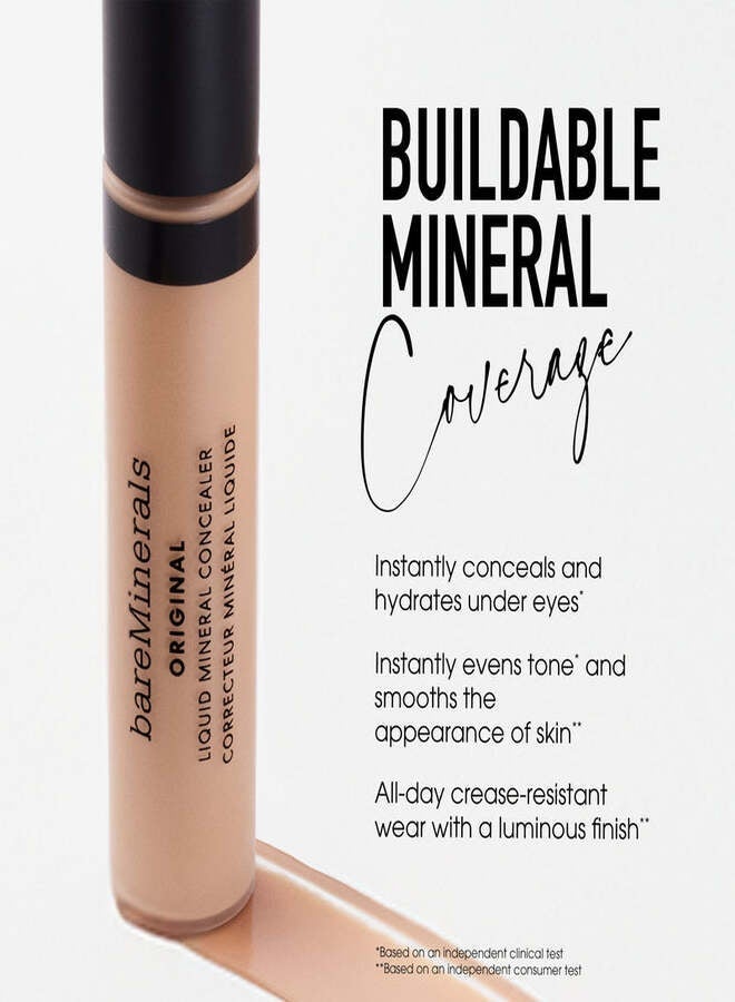 خافي عيوب المعادن السائل الأصلي من bareMinerals - درجة 2.5 فاتح/متوسط ​​| خافي عيوب سائل معدني مرطب ومشرق بتغطية قابلة للبناء ولمسة نهائية طبيعية مشرقة - 6 مل - Image 5
