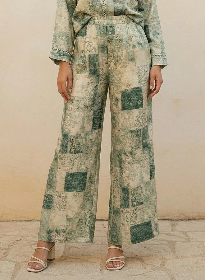 Splash FAV Smart Wide Leg Printed Trousers
