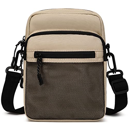 Lohol Small Messenger Bag for Men Women, Water Resistant Crossbody Bag Chest Bag for Travel Sports (Khaki) - Image 1