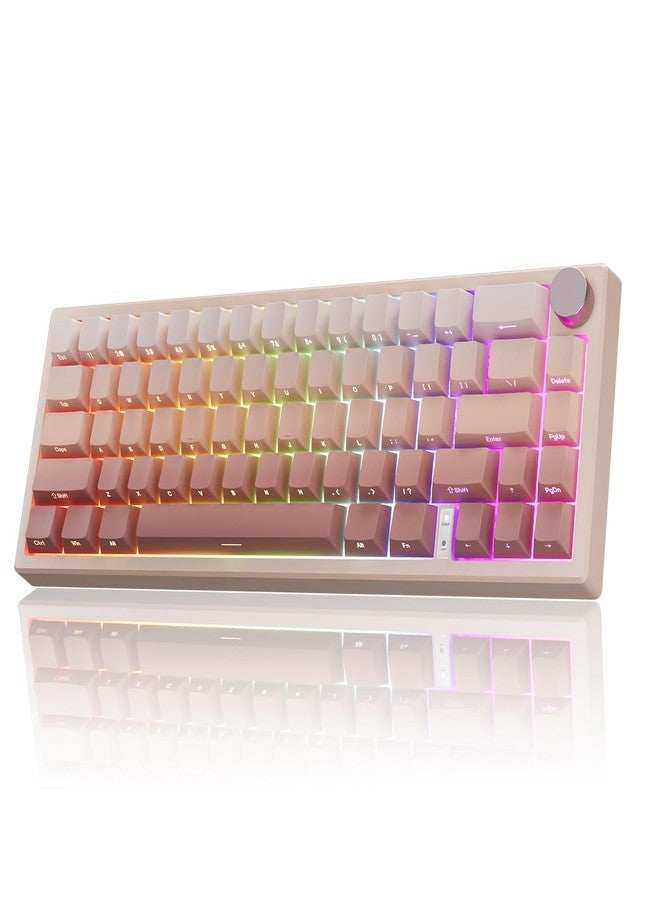 RisoPhy 60% Wireless Mechanical Gaming Keyboard, 2.4G/USB-C/Bluetooth Keyboard with LED Backlight, 66 Keys Mini Keyboard, Gasket Mount Cute Creamy Keyboard with Red Switches/Metal Knob/Software-Pink - Image 1