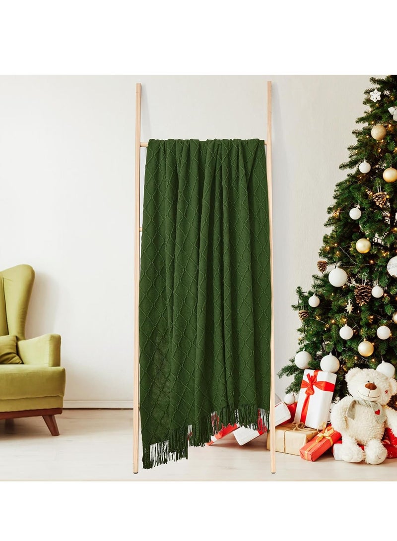 تراسل بطانيات محبوكة للأريكة والسرير، بطانية منسوجة ناعمة ومريحة مع شرابة، بطانيات وأغطية زينة خفيفة الوزن، بطانية منسوجة دافئة من نسيج المزرعة - Image 2