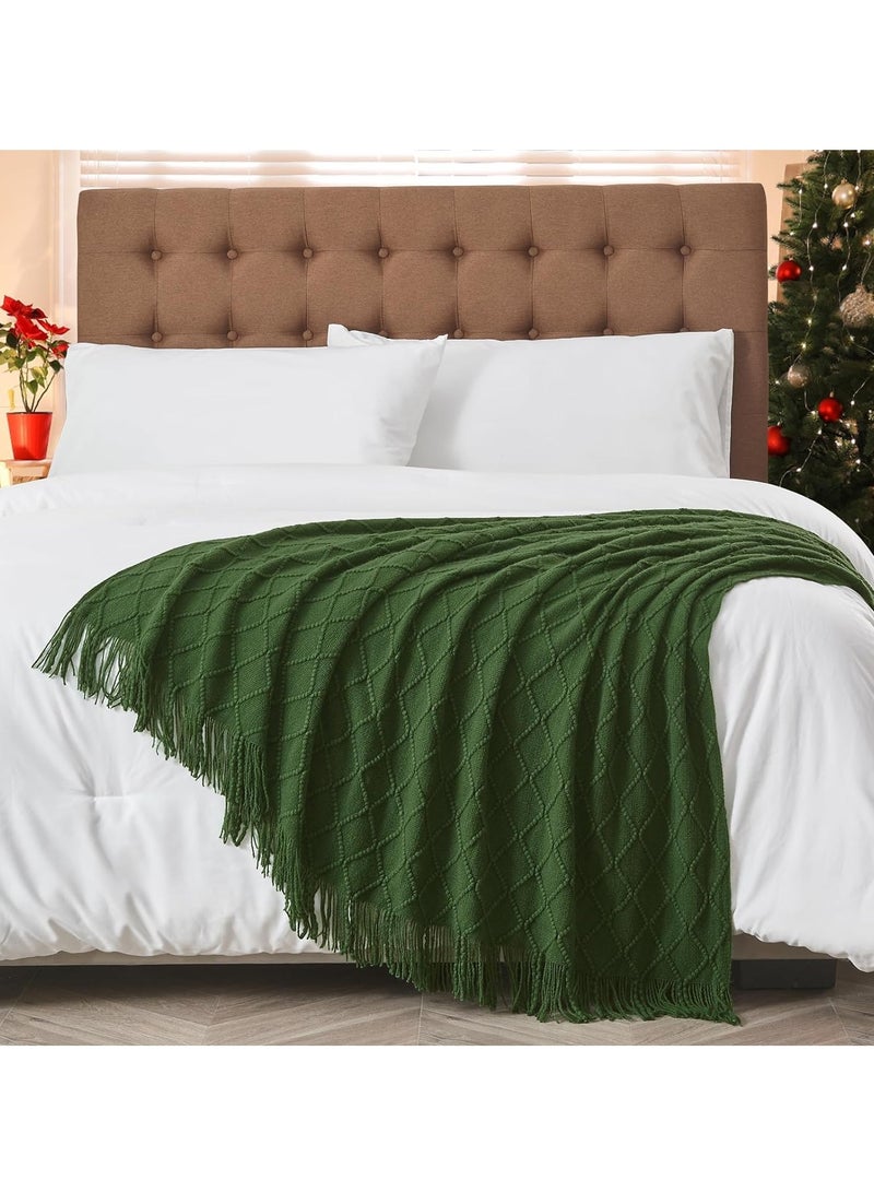 تراسل بطانيات محبوكة للأريكة والسرير، بطانية منسوجة ناعمة ومريحة مع شرابة، بطانيات وأغطية زينة خفيفة الوزن، بطانية منسوجة دافئة من نسيج المزرعة - Image 3