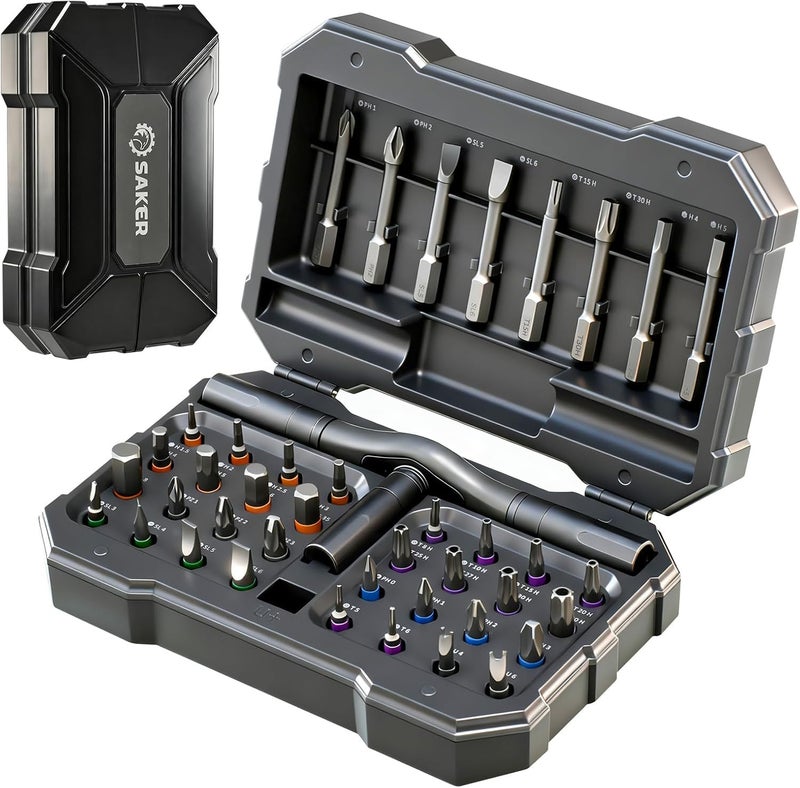 Saker 42-in-1 Magnetic Screwdriver Kit with T Handle Multi-Bit Ratchet Screwdriver Set for Home, Computer, Bicycle, Furniture, DIY Gifts Dark Grey - Image 1