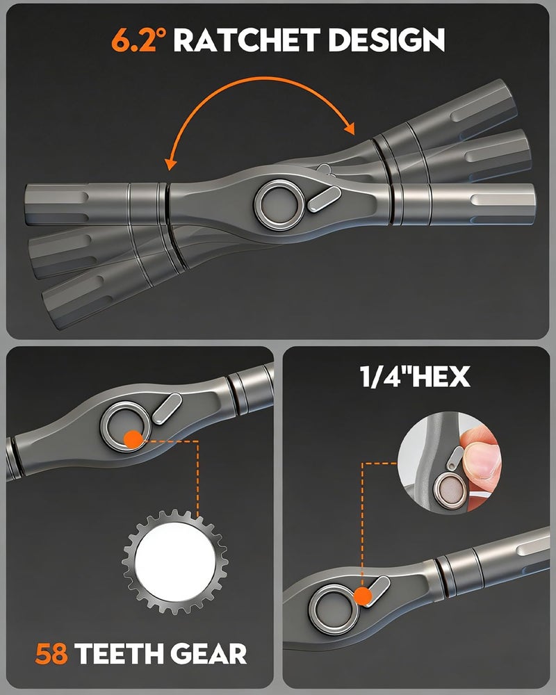 Saker 42-in-1 Magnetic Screwdriver Kit with T Handle Multi-Bit Ratchet Screwdriver Set for Home, Computer, Bicycle, Furniture, DIY Gifts Dark Grey - Image 3