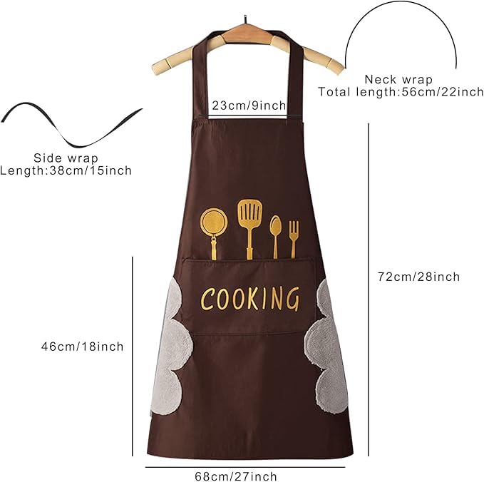 BeFall Kitchen Apron with Hand Wiping Towels, Waterproof, Oilproof, Adjustable Straps, Large Pockets, Durable Cooking Apron for Men & Women – Chef, BBQ, Baking, and Kitchen Essentials - Image 2