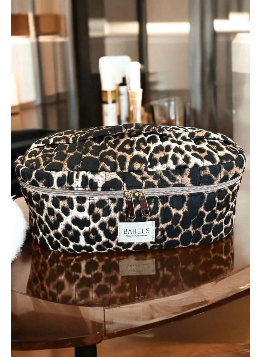 Bahels Viral Leopard Interior Compartment Xl Size Bag Travel Bag For All Hair Styling