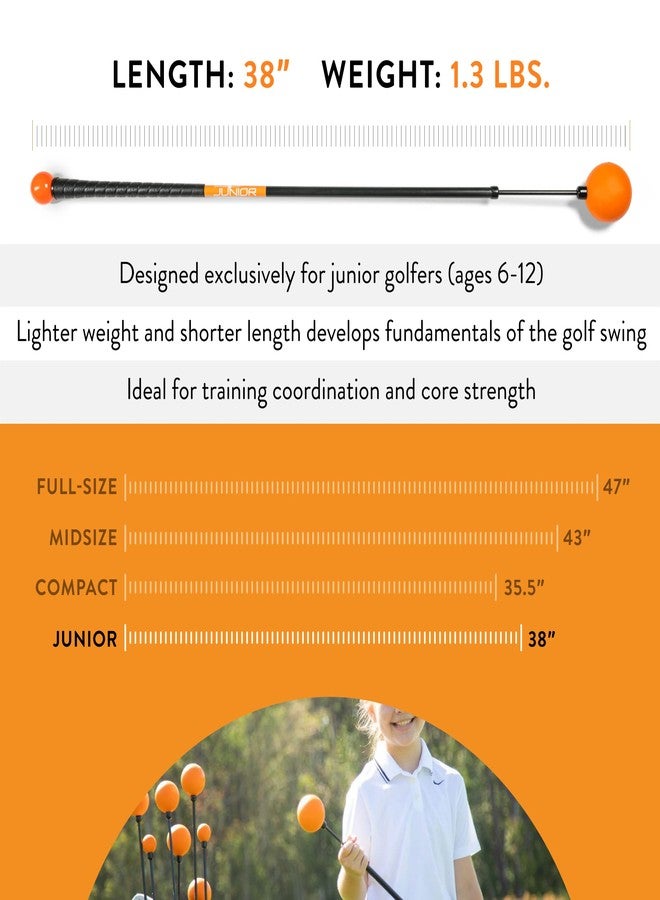 Orange Whip Junior Golf Swing Trainer Aid for Improved Rhythm, Flexibility, Balance, Tempo, Swing Plane, and Strength, Patented and Made in USA, 38" - Image 4
