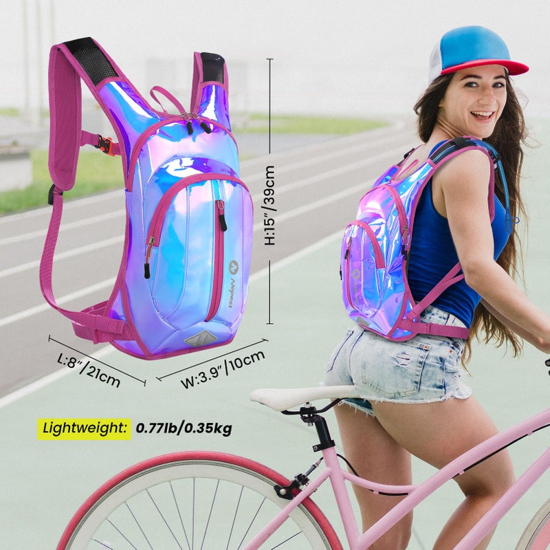 Nepest Hydration Pack Backpack with 2L Water Bladder, Rave Water Backpack for Festival, Hiking, Running, Biking, Pink - Image 2