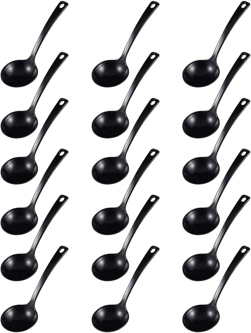 STOBAZA 18pcs Disposable Large Soup Ladles Black, Portable Porridge and Hot Pot Serving Spoons for Household Tableware and Takeout Use - Image 1