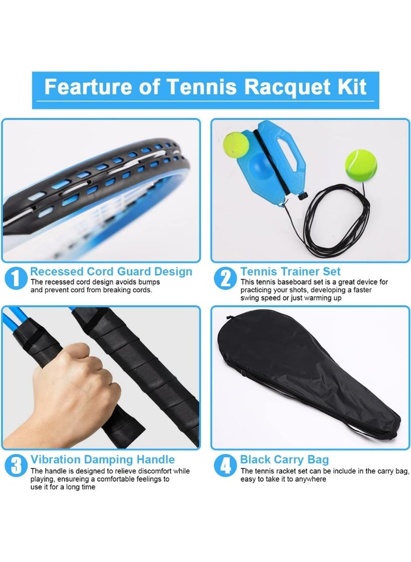 Tennis Racket Tennis Trainer Rebounder Ball Tennis's Racquet Set 2 Player with Base Rope, Super Light Training Tennis's Racquet for Beginner kids Racket Practice 3 Balls Outdoor Home - Image 4