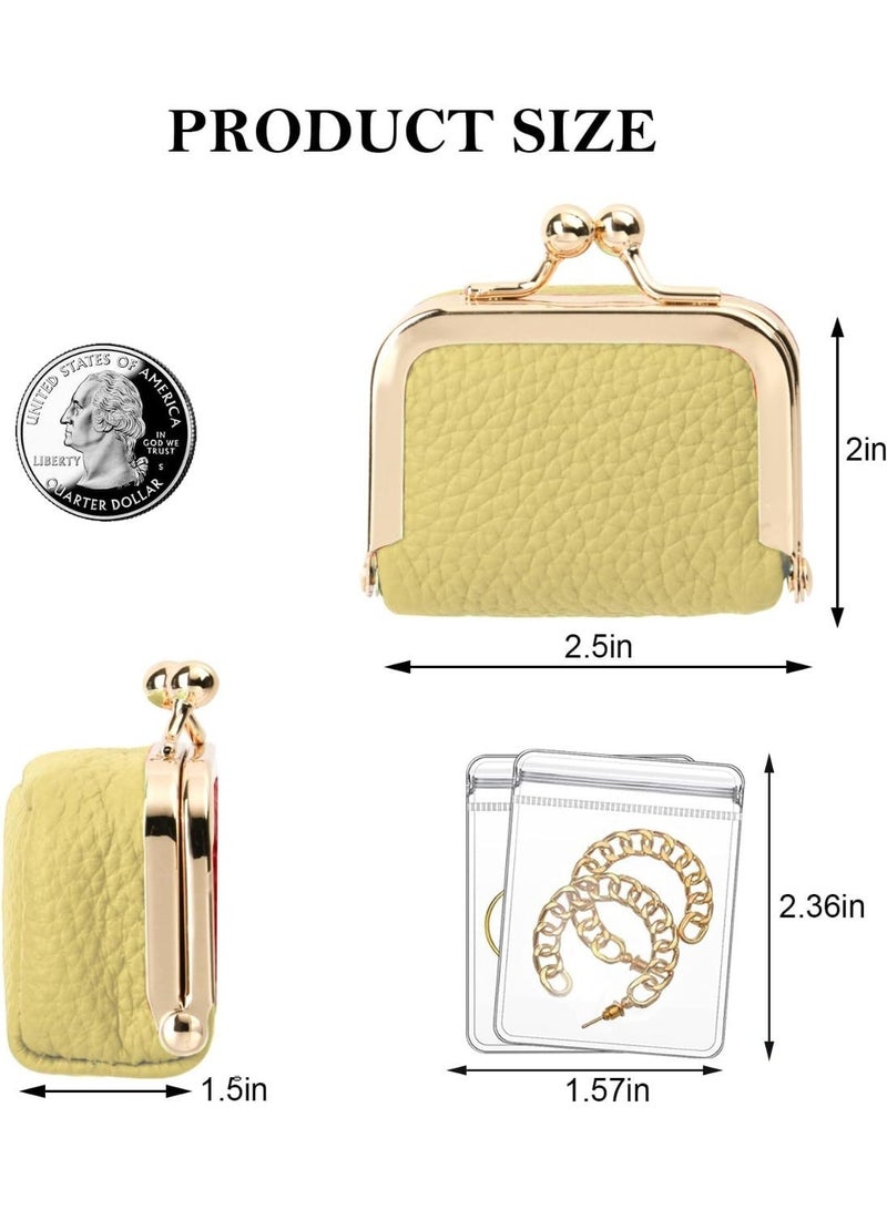 Genuine Leather Mini Jewelry Box Mini Jewelry Case Portable Travel Mini Jewelry Organizer Vintage-Inspired Coin Purse with Kiss Lock Portable Storage for Rings Earrings Necklaces Bracelet - Image 2