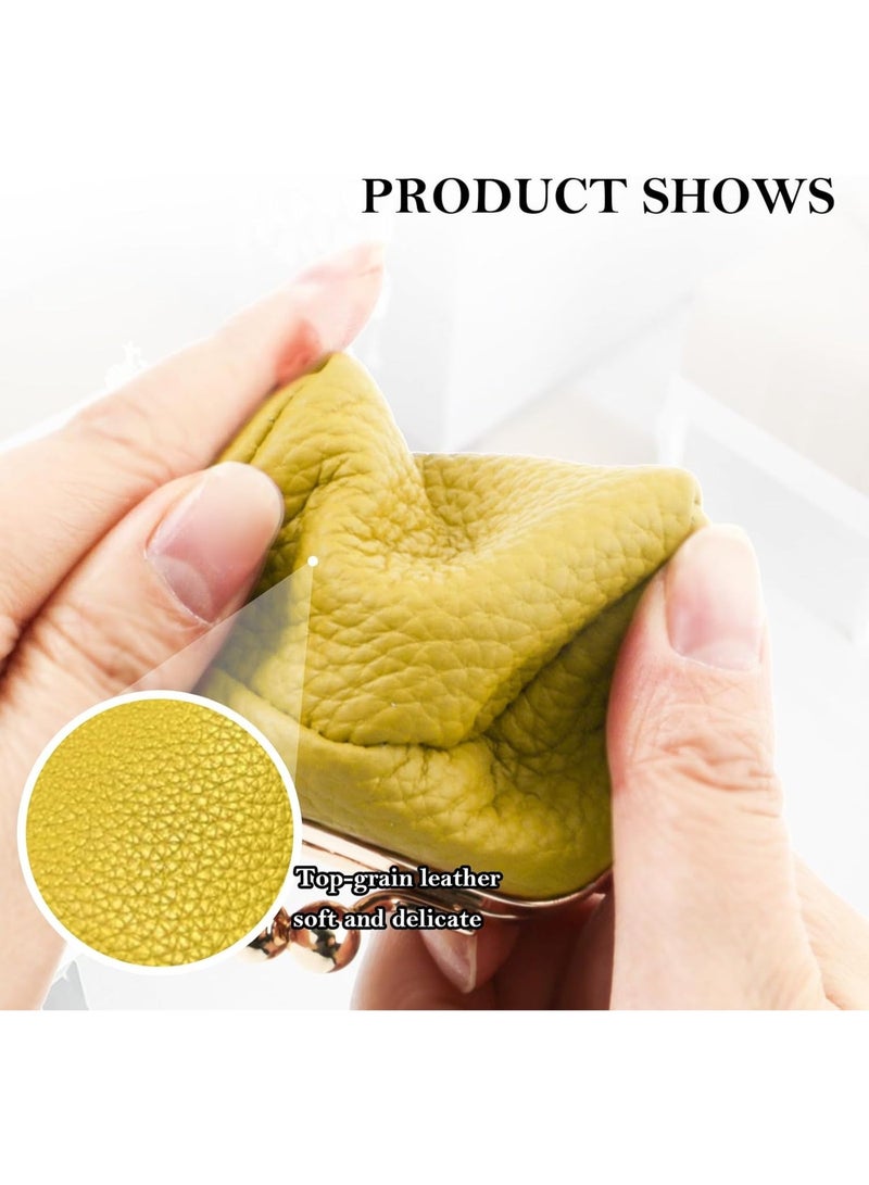 Genuine Leather Mini Jewelry Box Mini Jewelry Case Portable Travel Mini Jewelry Organizer Vintage-Inspired Coin Purse with Kiss Lock Portable Storage for Rings Earrings Necklaces Bracelet - Image 4