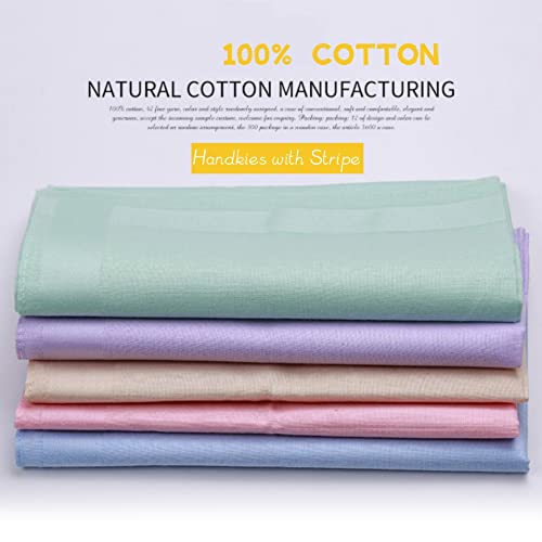 GB Collection GB Women's 100% Cotton Handkerchiefs with Stripe Candy Color 5 Pieces Set - Image 2