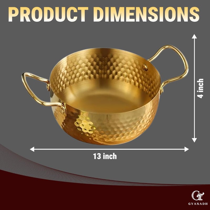 Gyanadh Traditional Indian Cooking Pot, Double Ears Sukiyaki Restaurant Pan & Paella Cooking Pan | The Ultimate Versatile Kitchen Essential for Mastering Gourmet Japanese and Spanish Cuisine (18 CM) - Image 2